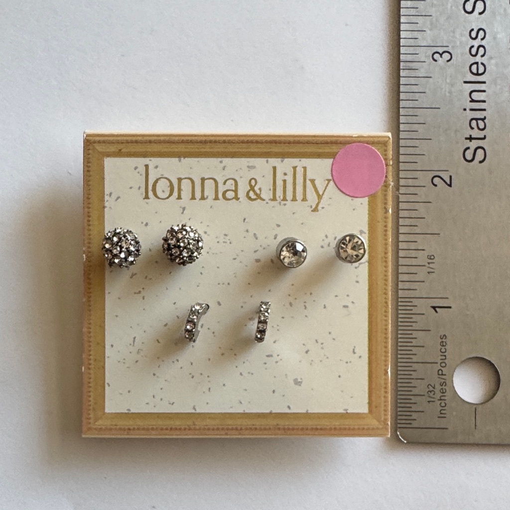 Lonna & Lilly Silver Tone Stud Earring Trio